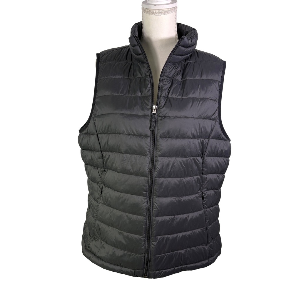 Amazon Puffer Vest Womens XL Black Full Zip Quilted Lightweight Sleeveless